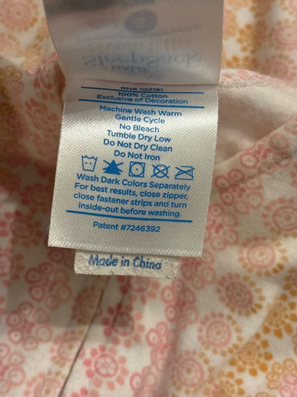 Halo Pink and Cream Floral Pattern Sleep Sack 3-6 Months